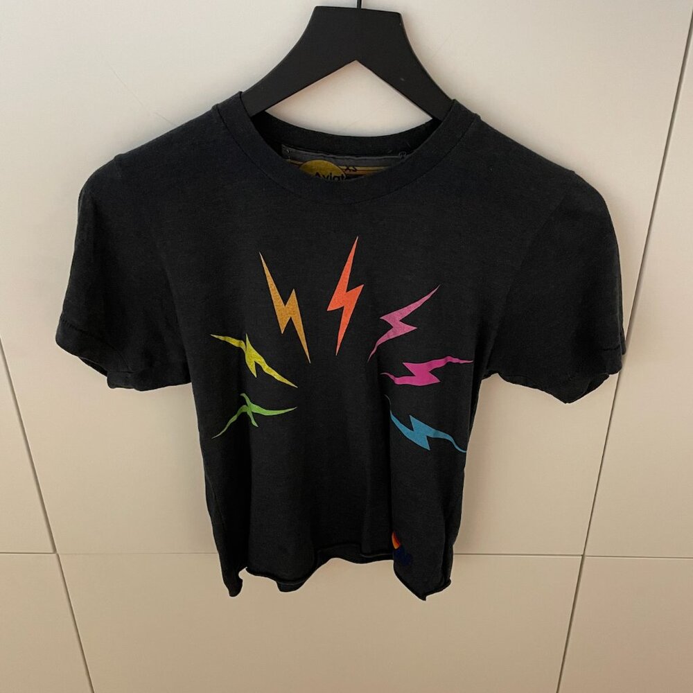 Aviator Nation - Bolt Boyfriend Tee - Charcoal / Neon Rainbow